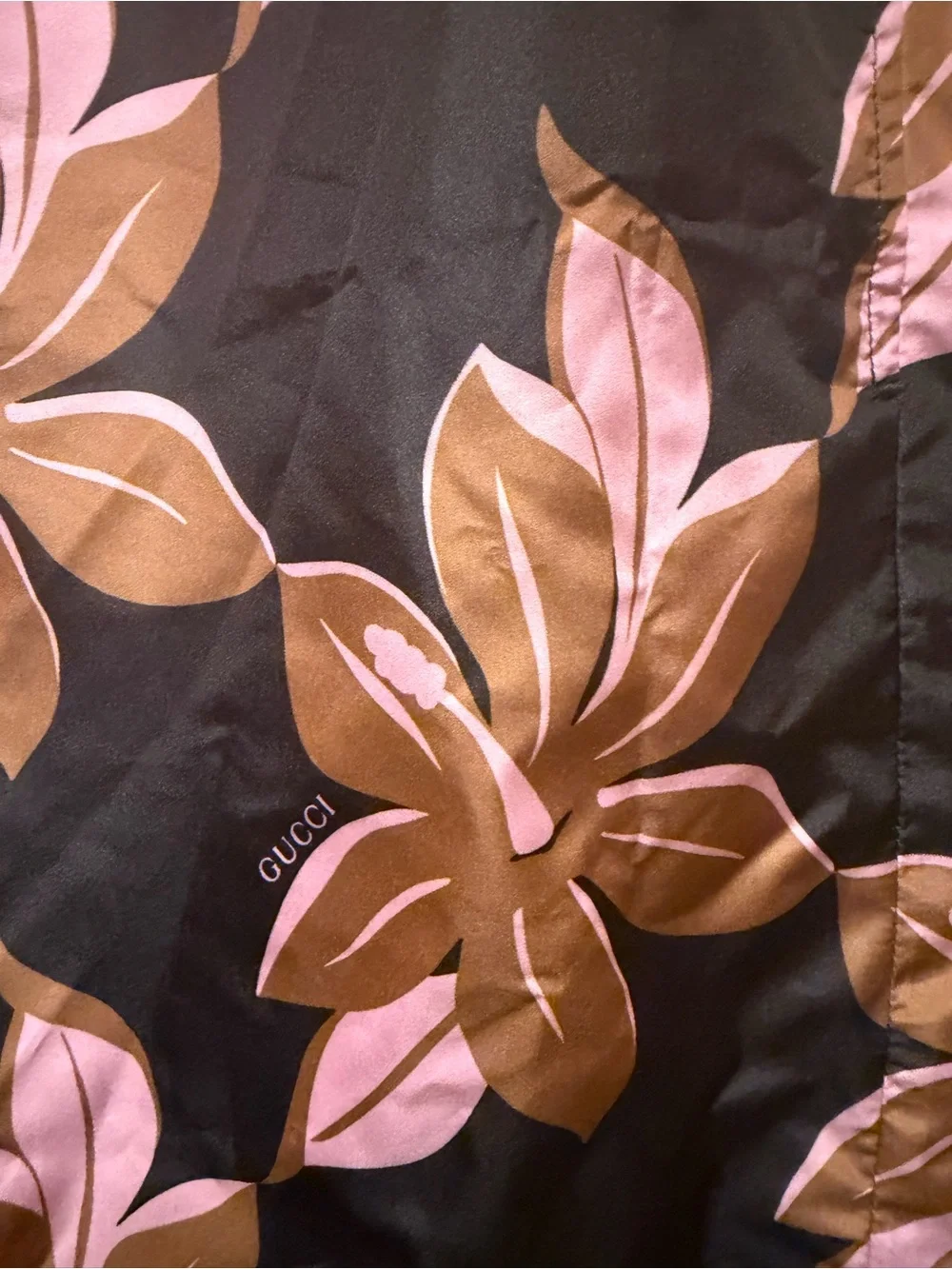 New Gucci Logo Floral Print Brown Pink Swim Shorts Size 52 / US L / Waist 34 38